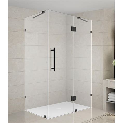 Aston Avalux Bronze 34 In X 72 In Frameless Hinged Shower Door At