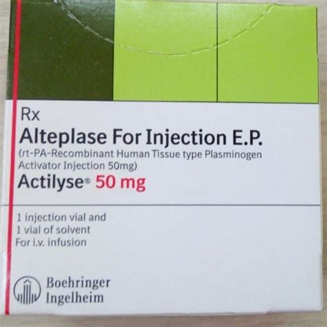 Liquid Actilyse Alteplase 50 Mg Injection, Cipla Ltd, Vial at ₹ 47018 ...