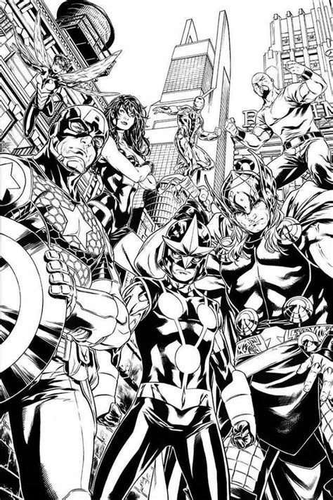 Vingadores Capa Em Preto E Branco Por Mark Brooks Adult Coloring Books