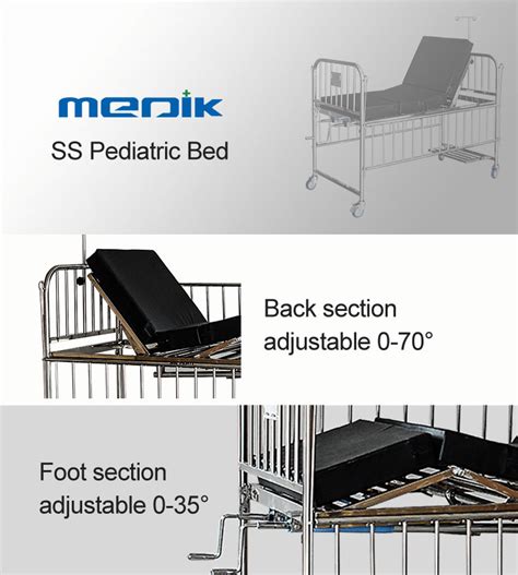 Two Function Manual Pediatric Hospital Bed Stainless Steel