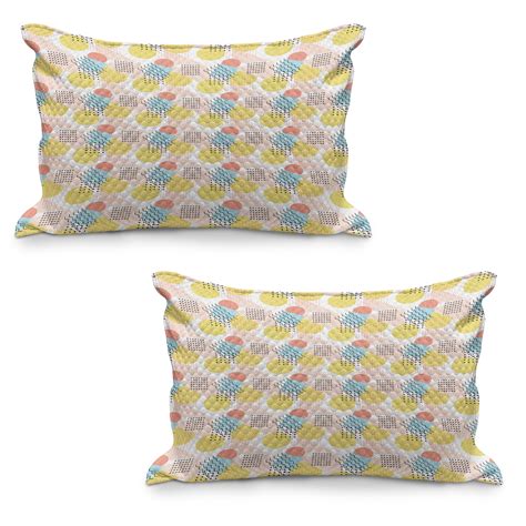 Geometric Quilted Pillowcover Set Of Modern Illustration With