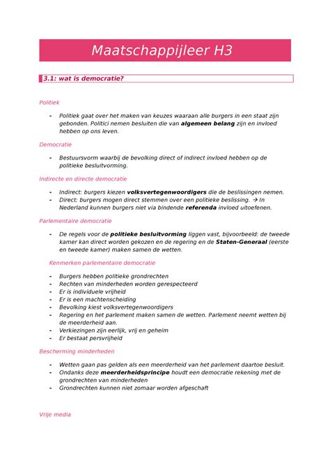 Maatschappijleer H Samenvatting Maatschappijleer H Wat Is