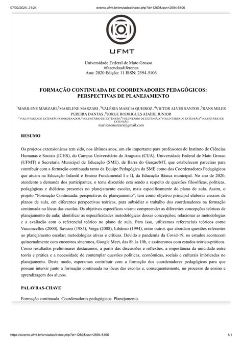 PDF Formação continuada de coordenadores pedagógicos perspectivas de