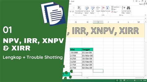 Lengkap Cara Menghitung Irr Dan Npv Dengan Excel Youtube