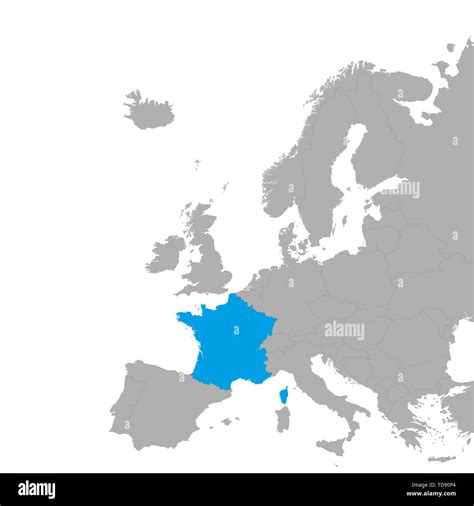 The Map Of France Is Highlighted In Blue On The Map Of Europe Vector