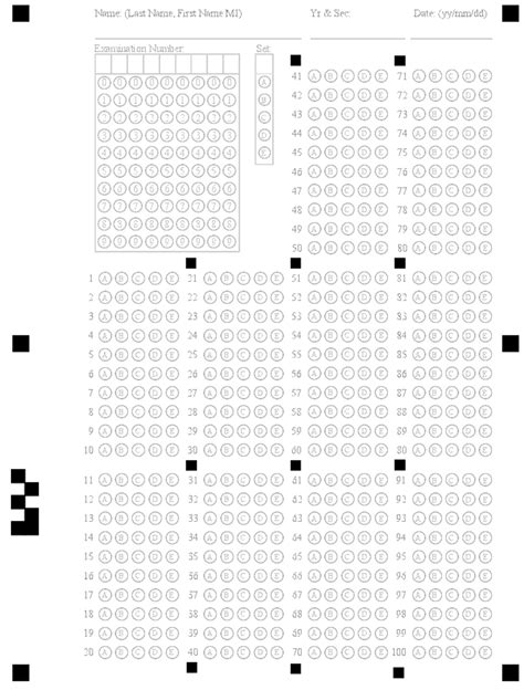 Answer Sheet V Name Lastname Firstnamemi Yr Sec Date Yy Mm