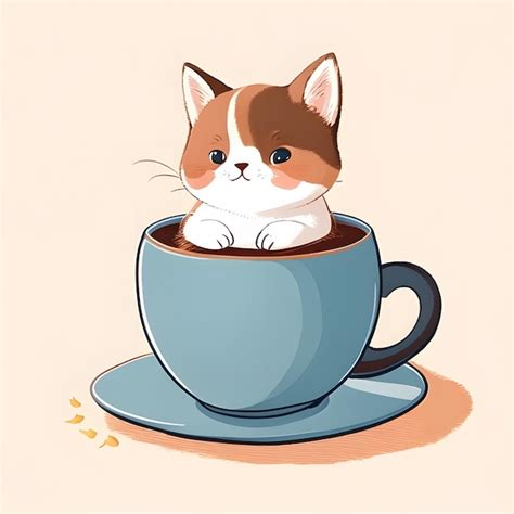 Premium AI Image | cute coffee cat illustration