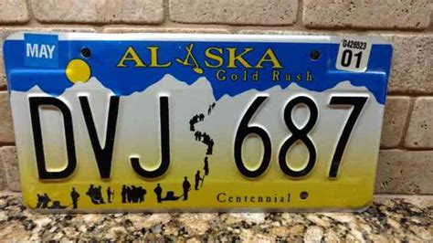 ALASKA Gold Rush Centennial License Plate