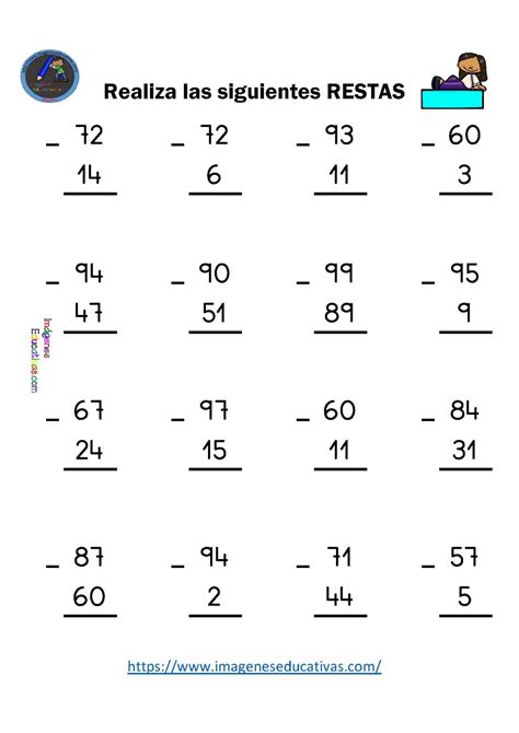 Fichas Restas Con Y Sin Llevada 2 Cifras Imagenes Educativas