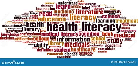 Health literacy word cloud stock vector. Illustration of education ...