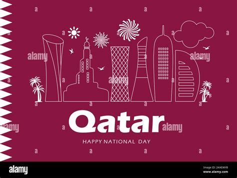 Qatar national day celebration flag, modern city Doha, qatar national ...