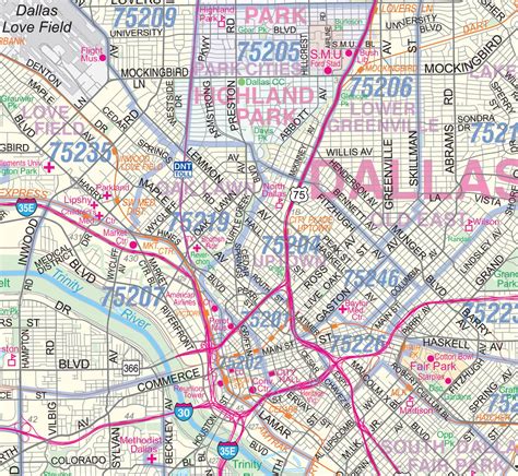 Dallas-ft. Worth Metroplex Detailed Region Wall Map 44x58 W/zip Codes ...