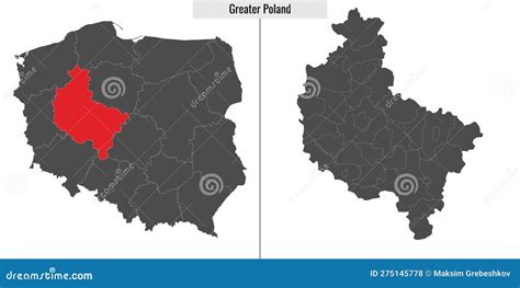 Map of Greater Poland stock vector. Illustration of outline - 275145778