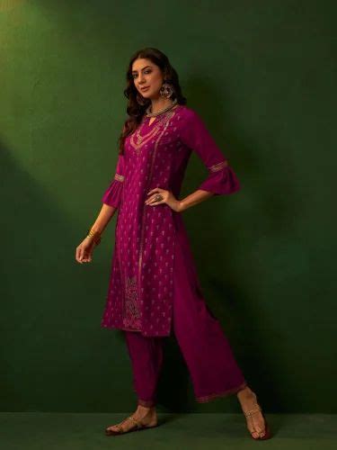 Pink Crepe Straight Kurta Palazzo Set At Rs 639 Piece Plazzo Set In