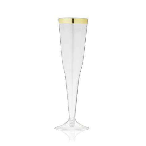 True Party Gold Rimmed Champagne Flutes Disposable Stemmed Clear