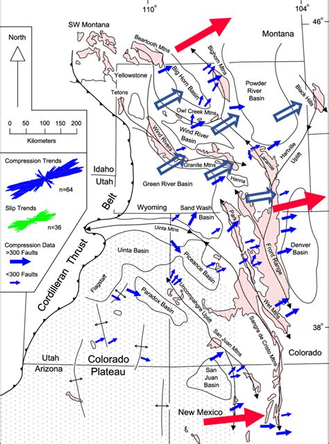 Kinematic Map Of The Us Rocky Mountain Laramide Orogen Showing 1