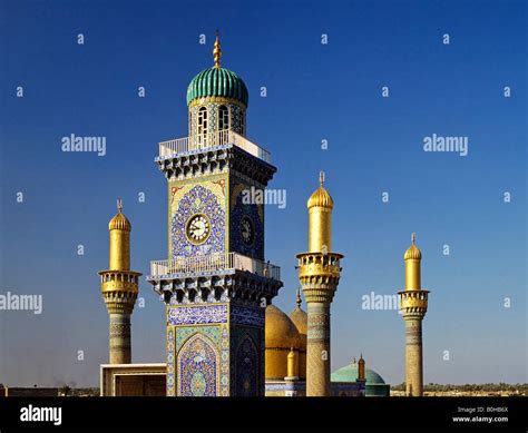 Al Kadhimain Mosque Golden Towers Minaret Baghdad Iraq Middle East