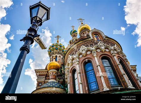 Famous And Colorful Church Of The Saviour On Spilled Blood Facade In