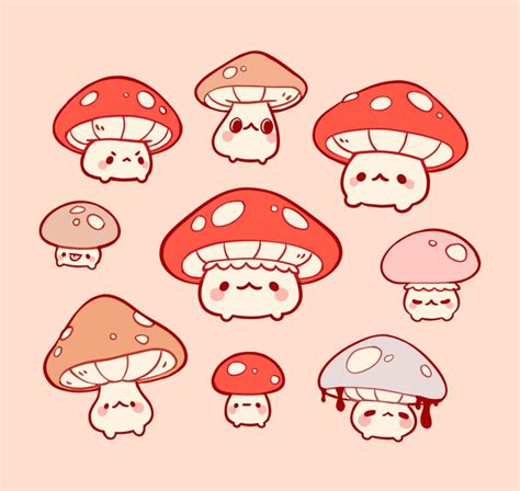 Art Print Mushroom Friends 8x8 Matte Art Print Cute Kawaii Cottage Core - Etsy | Dibujo de setas ...