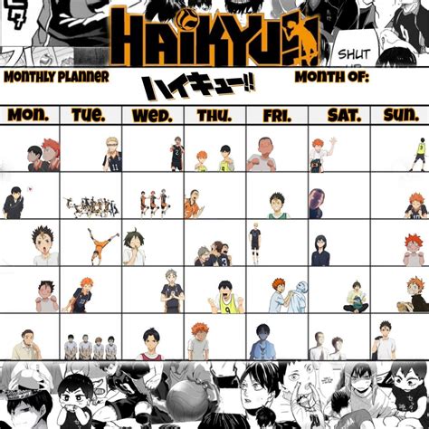 Haikyuu Monthly Schedule Anime Schedule Anime Paper Anime Crafts