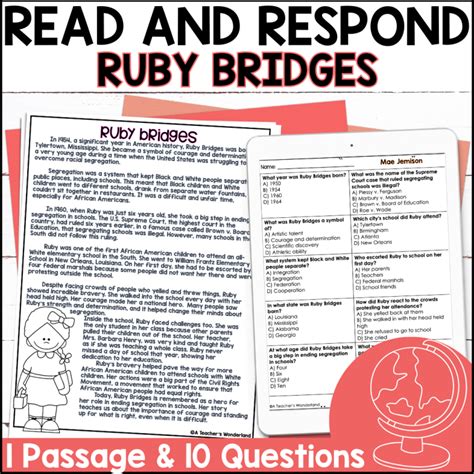 Ruby Bridges Reading Comprehension Questions History Centers February