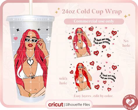 Karol G Red Hair Svg Png Wrap Oz Cold Cup La Bichota Sirenita Png