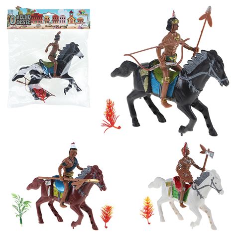 Boneco Indio Cavalo Brinquedo Soldadinho Plastico Apache Velho