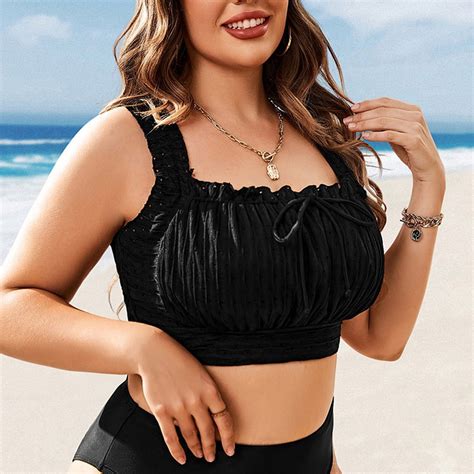 Wancir Women Twist Front V Neck Bikini Set High Waisted Swimsuits Side