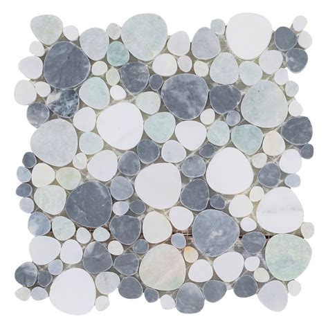 Coastal Multi Color Marble Pebble Mosaic Tile | Pebble mosaic tile