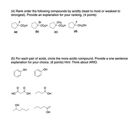 Video Solution Rank Order The Following Compounds By Acidity Least To Most Or Weakest To