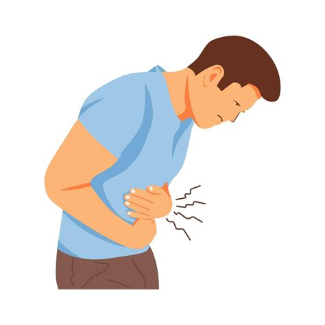 vector illustration  stomachache symptom person concept
