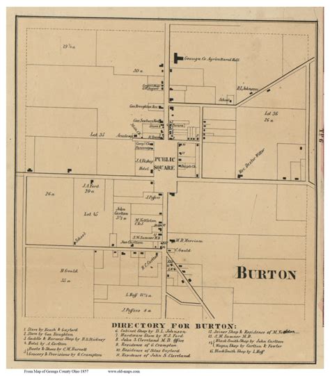 Burton Village Burton Ohio 1857 Old Town Map Custom Print Geauga