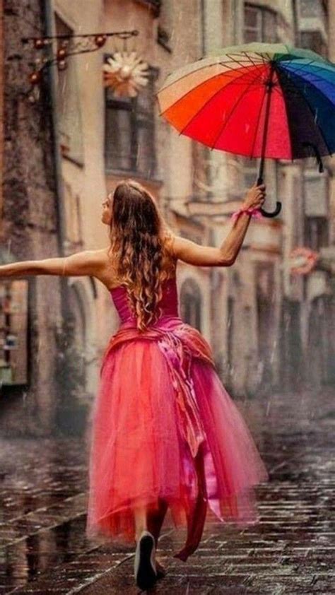 Red Umbrella Art Ombrelli Rossi Donne Ombrello Ombrelli