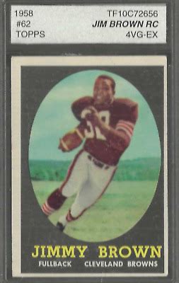 Jim Brown RC 1958 Topps Football Card 62 Grade 4 Cleveland Browns RB