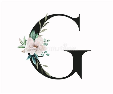 Capital Letter G Decorated With Green Leaves And Pansies Letter Of The