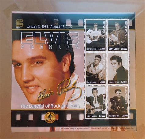 Vintage Elvis Presley The Legend Of Rock And Roll Stamp Sheet