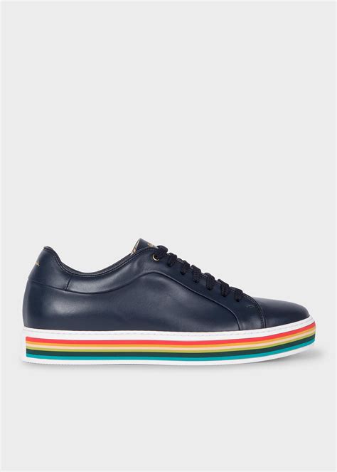 Lyst Paul Smith Dark Navy Leather Basso Trainers With Artist