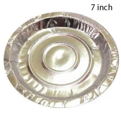 Plain 7 Inch Silver Foil Paper Plate For Event And Party Supplies