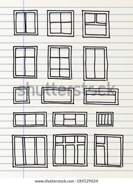 Hand Drawn Windows Isolated On Lined Stock Vector Royalty Free