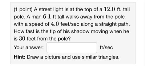 Solved Point A Street Light Is At The Top Of A Ft Chegg