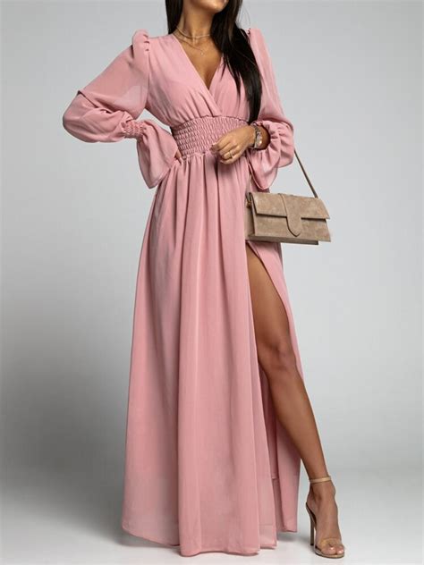 Womens Summer Elegant Solid Color Long Dress Miggon