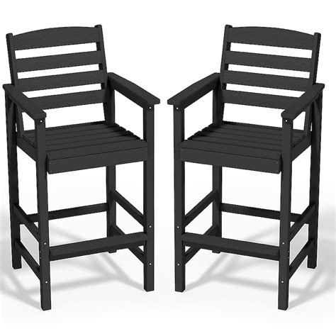 Jearey Plastic Tall Adirondack Chair Set Of 2 Set Of 2 Black Hdpe Frame