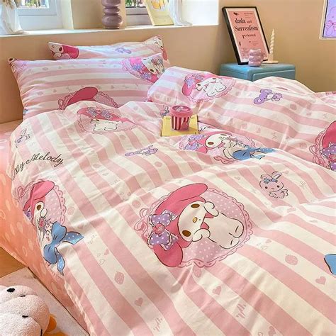 Cinnamoroll Pure Cotton Three Piece Set Cartoon Sanrio Melody Bed Sheet