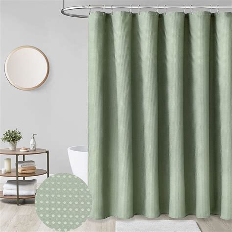 Amazon Gcirec Sage Green Waffle Weave Shower Curtain Weighted