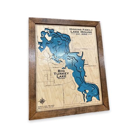 Big Turkey Lake Custom Lake Map Custom Map Choose Your Etsy