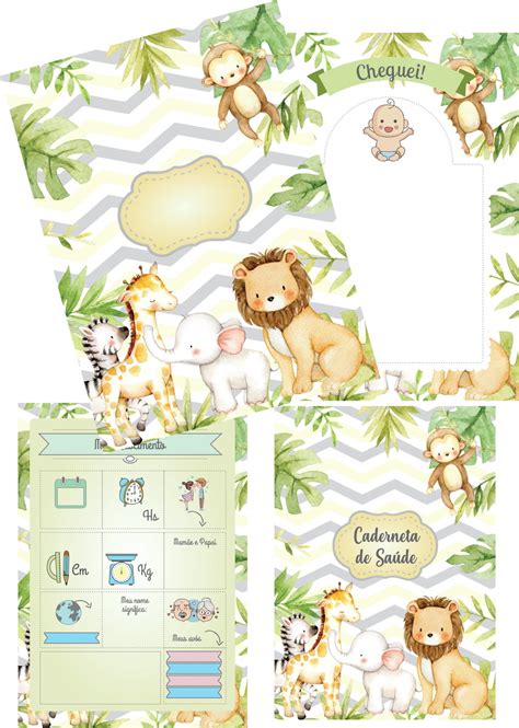 Capa Tema Safari Baby Acompanhamento Consultas Cod 200720 Elo7