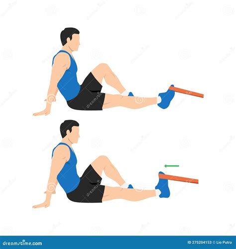 Man Doing Resistance Band Dorsiflexion Exercise Stretch Ankle Exercise Stock Illustration