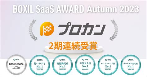 プロジェクト収支管理システム「プロカン」【boxil Saas Award Autumn 2023】erp部門で2期連続6つの賞に選出