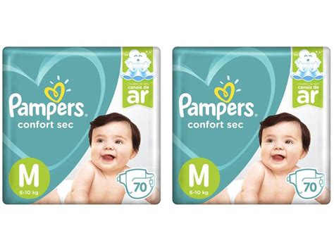 Kit Fralda Pampers Confort Sec Tam M 6 A 10kg 140 Unidades Fralda