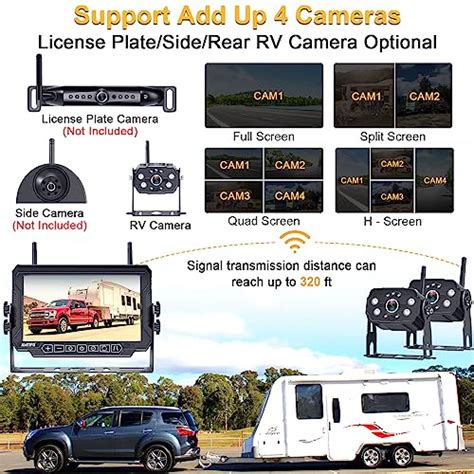 AMTIFO A9 Caméra de recul sans fil HD 1080p Bluetooth 2 pour remorque